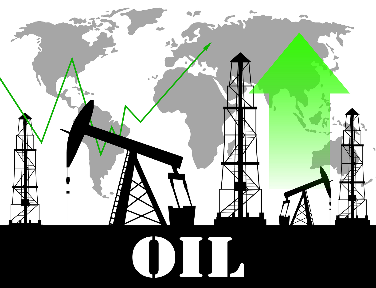 Oil price rise graph illustration Oil pump icons green transparent arrow